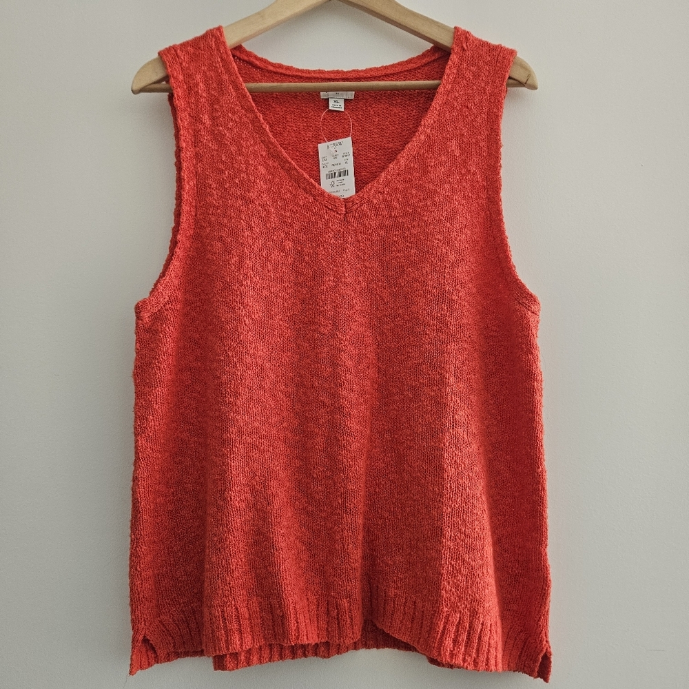 J. Crew V-Neck Beach Sweater Tank Bright Cerise Size XL NWT